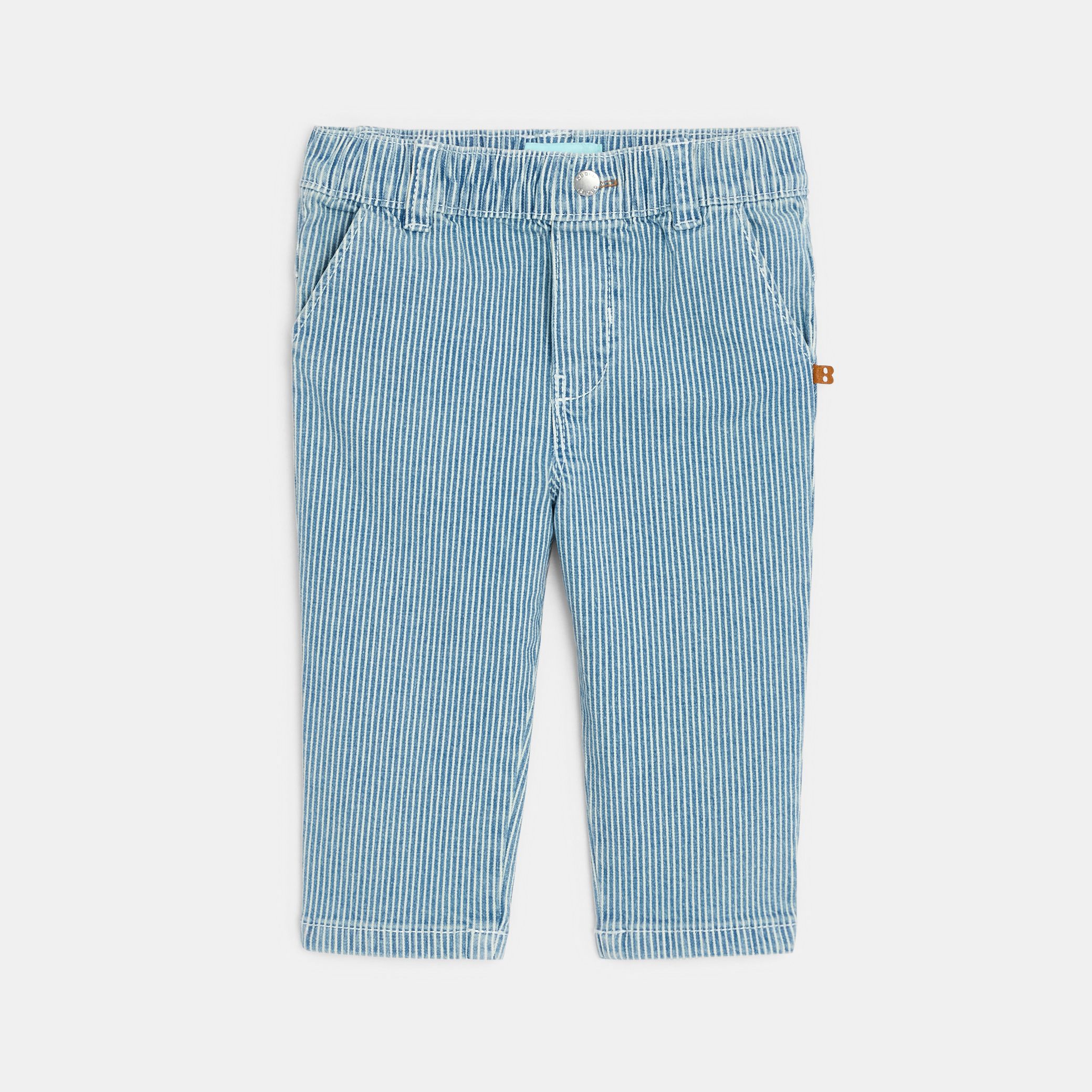 Quần xanh sọc vải twill